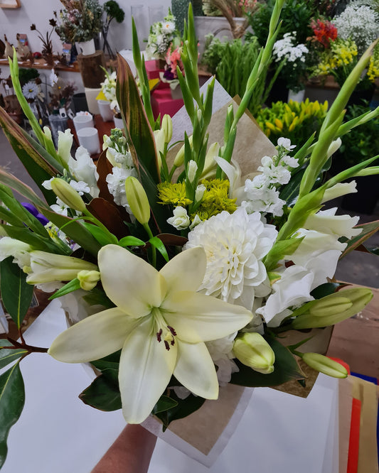 Traditional Green & White Bouquet